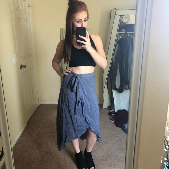 Honey Punch High Low Midi Wrap Skirt - Picture 2 of 7